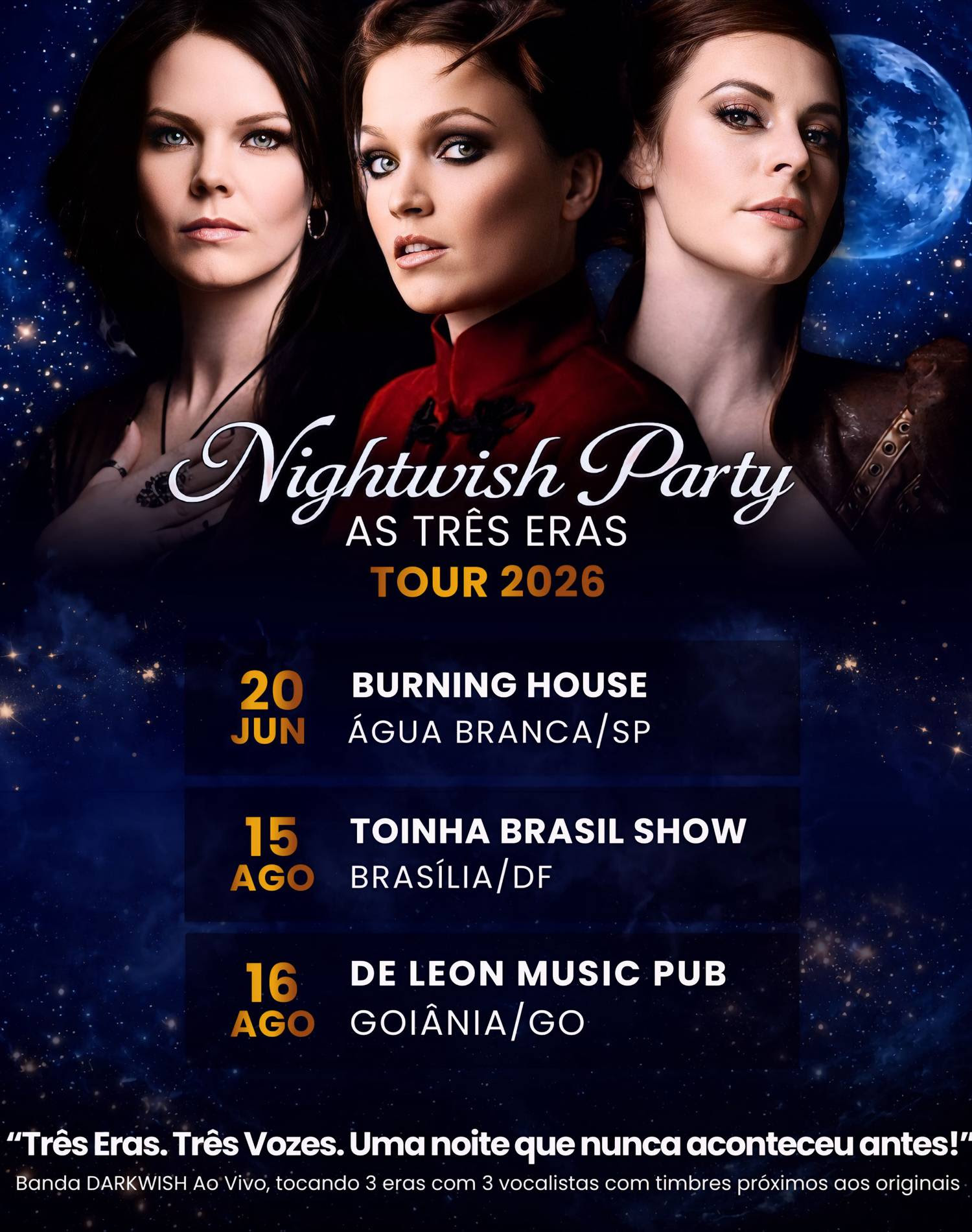 Nightwish Party (As Três Eras) Tour 2026 celebra legado do Symphonic Metal